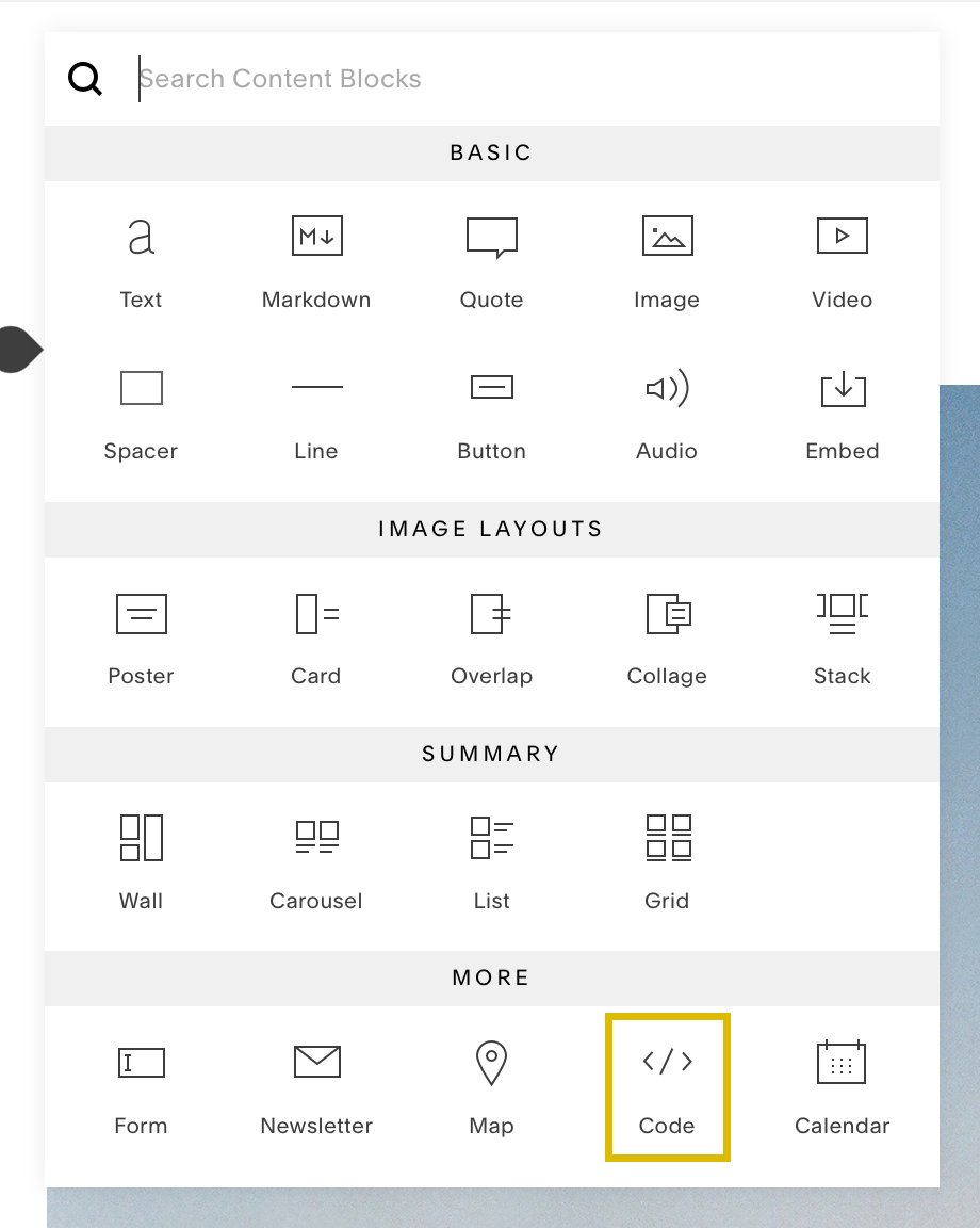 Adding HTML to Squarespace