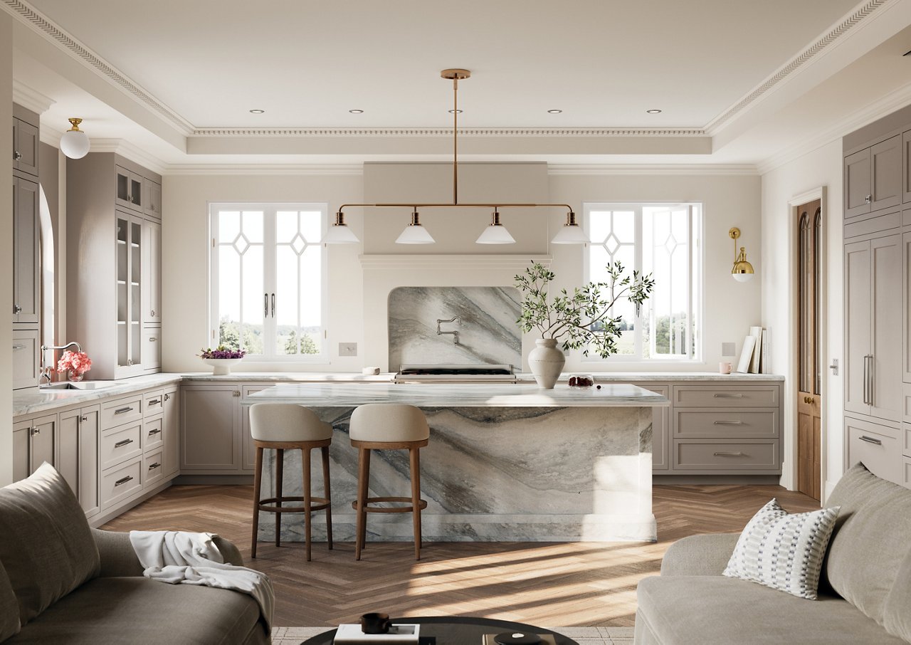 everleigh warm quartz kitchen