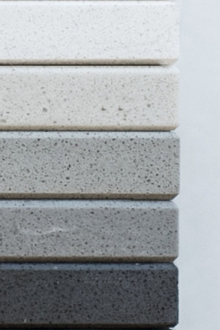 A stack of gray quartz samples.