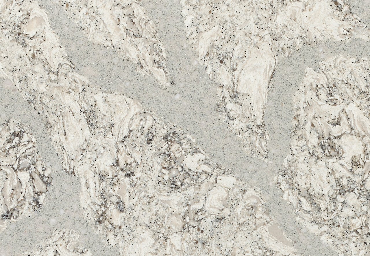 Detailed view of Cambria Summerhill™ quartz countertop design