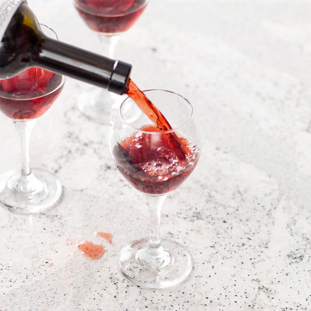 red wine on summerhill quartz countertops