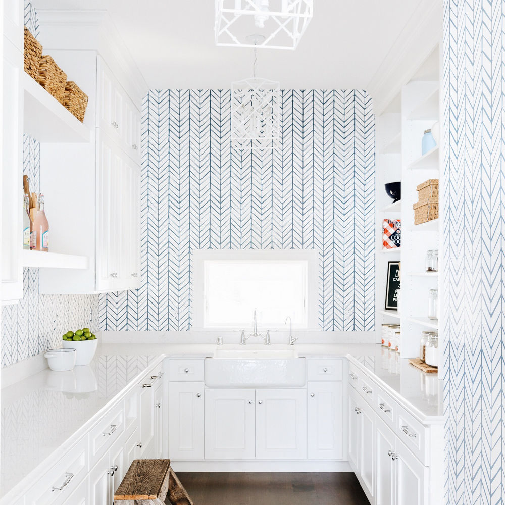 A classy Butler's Pantry with Cambria Swanbridge quartz countertops