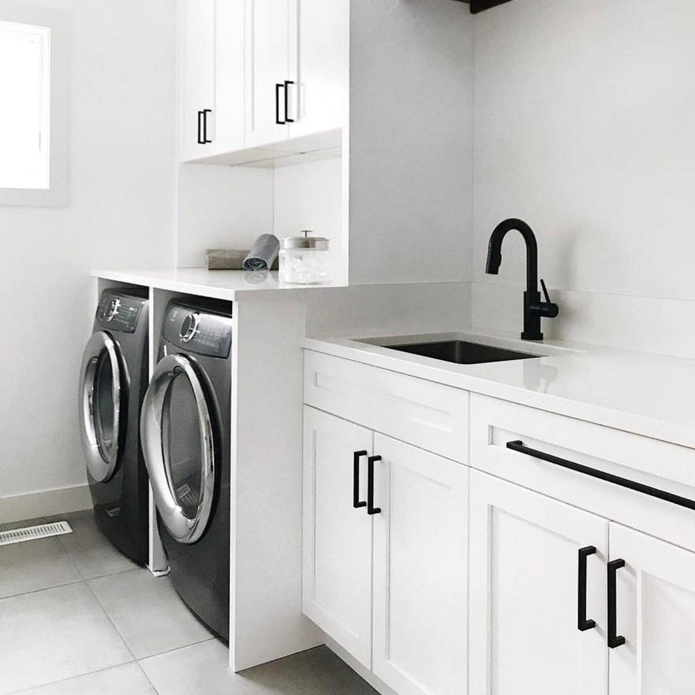 Cambria White Cliff quartz laundry room countertops