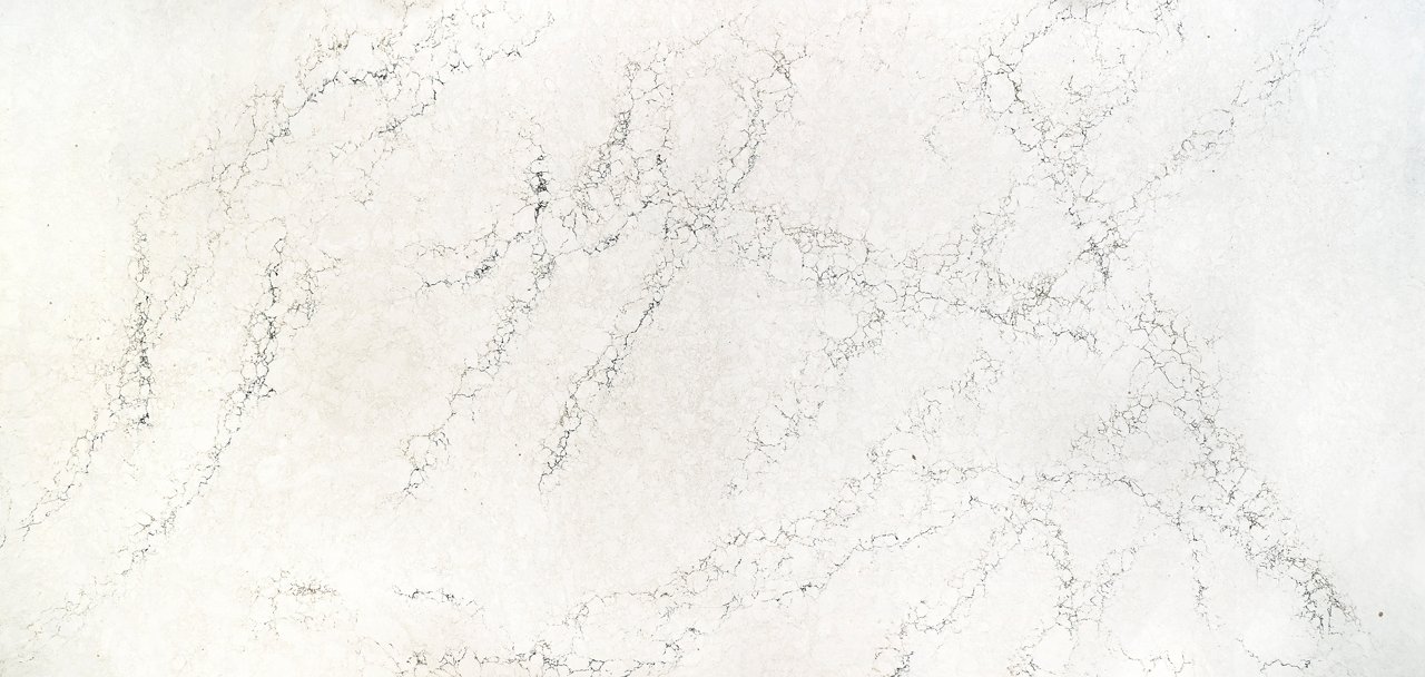 Slab view of Cambria Whitendale™ quartz countertop design